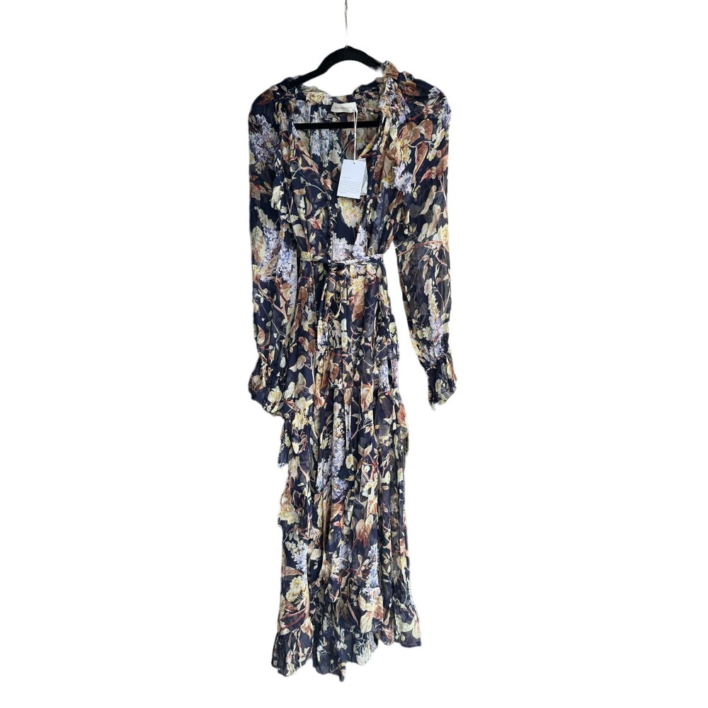 NWT Zimmermann Sabotage Ruffle Midi Dress Wisteria Midnight Size 1 (US 6) - Picture 9 of 16